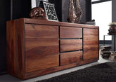 Gfine Sideboard with two doors and three drawers made of solid Sheesham wood 178x45xx75Cm